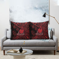 Hawaii King Kamehameha Pillow Cover With Hawaiian Ipu Motifs Red Version