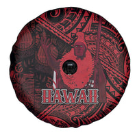 Hawaii King Kamehameha Spare Tire Cover With Hawaiian Ipu Motifs Red Version