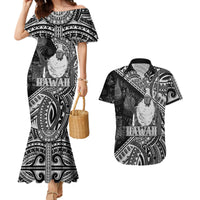 Hawaii King Kamehameha Couples Matching Mermaid Dress and Hawaiian Shirt With Hawaiian Ipu Motifs Black Version LT05 Black - Polynesian Pride
