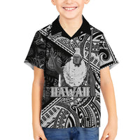 Hawaii King Kamehameha Family Matching Mermaid Dress and Hawaiian Shirt With Hawaiian Ipu Motifs Black Version LT05 Son's Shirt Black - Polynesian Pride
