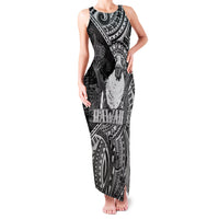Hawaii King Kamehameha Family Matching Tank Maxi Dress and Hawaiian Shirt With Hawaiian Ipu Motifs Black Version LT05 Mom's Dress Black - Polynesian Pride
