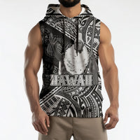 Hawaii King Kamehameha Sleeveless Hoodie With Hawaiian Ipu Motifs Black Version