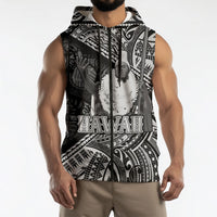 Hawaii King Kamehameha Sleeveless Zip Hoodie With Hawaiian Ipu Motifs Black Version