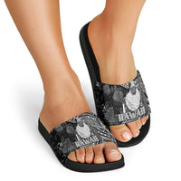 Hawaii King Kamehameha Slide Sandals With Hawaiian Ipu Motifs Black Version