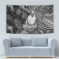 Hawaii King Kamehameha Tapestry With Hawaiian Ipu Motifs Black Version