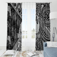Hawaii King Kamehameha Window Curtain With Hawaiian Ipu Motifs Black Version
