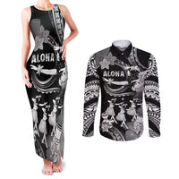 Hawaii Beautiful Hula Dancers Couples Matching Tank Maxi Dress and Long Sleeve Button Shirt With Ipu Keke And Pahu Drum LT05 Black - Polynesian Pride
