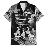 Hawaii Beautiful Hula Dancers Family Matching Off Shoulder Maxi Dress and Hawaiian Shirt With Ipu Keke And Pahu Drum LT05 Dad's Shirt - Short Sleeve Black - Polynesian Pride