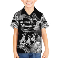 Hawaii Beautiful Hula Dancers Family Matching Tank Maxi Dress and Hawaiian Shirt With Ipu Keke And Pahu Drum LT05 Son's Shirt Black - Polynesian Pride
