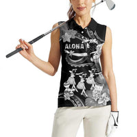 Hawaii Beautiful Hula Dancers Women Sleeveless Polo Shirt With Ipu Keke And Pahu Drum LT05 - Polynesian Pride