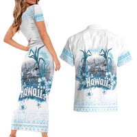 Hawaii Sugar Plantation Couples Matching Short Sleeve Bodycon Dress and Hawaiian Shirt With Hawaiian Tapa Pattern LT05 - Polynesian Pride