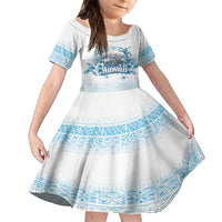 Hawaii Sugar Plantation Family Matching Long Sleeve Bodycon Dress and Hawaiian Shirt With Hawaiian Tapa Pattern LT05 Daughter's Dress White - Polynesian Pride