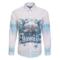 Hawaii Sugar Plantation Family Matching Long Sleeve Bodycon Dress and Hawaiian Shirt With Hawaiian Tapa Pattern LT05 Dad's Shirt - Long Sleeve White - Polynesian Pride