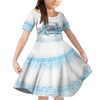 Hawaii Sugar Plantation Family Matching Mermaid Dress and Hawaiian Shirt With Hawaiian Tapa Pattern LT05 Daughter's Dress White - Polynesian Pride