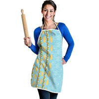 Hawaii Shell Tiare Anthurium Heliconia Lei Apron With Tapa Pattern Baby Blue LT05 - Polynesian Pride