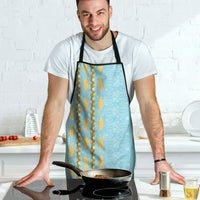 Hawaii Shell Tiare Anthurium Heliconia Lei Apron With Tapa Pattern Baby Blue LT05 - Polynesian Pride