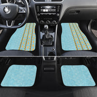 Hawaii Shell Tiare Anthurium Heliconia Lei Car Mats With Tapa Pattern Baby Blue