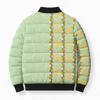 Hawaii Shell Tiare Anthurium Heliconia Lei Bomber Puffer Jacket With Tapa Pattern Baby Green