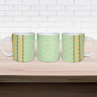 Hawaii Shell Tiare Anthurium Heliconia Lei Ceramic Mug With Tapa Pattern Baby Green