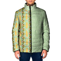Hawaii Shell Tiare Anthurium Heliconia Lei Padded Jacket With Tapa Pattern Baby Green