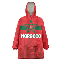 Custom Morocco Football 2026 Kid Wearable Blanket Hoodie Atlas Lions Breathtaking Victory Red Version