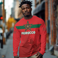 Custom Morocco Football 2026 Long Sleeve Shirt Atlas Lions Breathtaking Victory Red Version