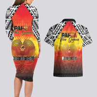 Papua New Guinea 50th Independence Day Couples Matching Long Sleeve Bodycon Dress and Hawaiian Shirt One People One Nation One PNG LT05 - Polynesian Pride