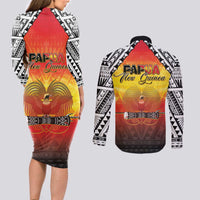 Papua New Guinea 50th Independence Day Couples Matching Long Sleeve Bodycon Dress and Long Sleeve Button Shirt One People One Nation One PNG LT05 - Polynesian Pride