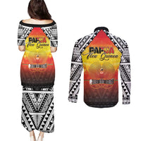 Papua New Guinea 50th Independence Day Couples Matching Puletasi and Long Sleeve Button Shirt One People One Nation One PNG LT05 - Polynesian Pride