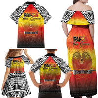Papua New Guinea 50th Independence Day Family Matching Off Shoulder Maxi Dress and Hawaiian Shirt One People One Nation One PNG LT05 - Polynesian Pride