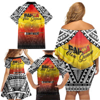 Papua New Guinea 50th Independence Day Family Matching Off Shoulder Short Dress and Hawaiian Shirt One People One Nation One PNG LT05 - Polynesian Pride