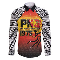 Papua New Guinea 50th Independence Day Family Matching Puletasi and Hawaiian Shirt One People One Nation One PNG LT05 Dad's Shirt - Long Sleeve Yellow - Polynesian Pride