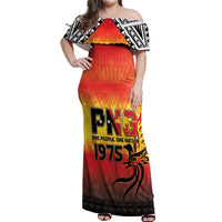 Papua New Guinea 50th Independence Day Off Shoulder Maxi Dress One People One Nation One PNG LT05 Women Yellow - Polynesian Pride