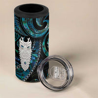 New Zealand Aotearoa 4 in 1 Can Cooler Tumbler Maori Tane Te Waiora Paua Shell Glitter Turquoise LT05 - Polynesian Pride
