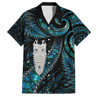 New Zealand Aotearoa Family Matching Short Sleeve Bodycon Dress and Hawaiian Shirt Maori Tane Te Waiora Paua Shell Glitter Turquoise LT05 Dad's Shirt - Short Sleeve Turquoise - Polynesian Pride