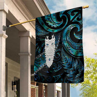 New Zealand Aotearoa Garden Flag Maori Tane Te Waiora Paua Shell Glitter Turquoise LT05 House Flag Turquoise - Polynesian Pride