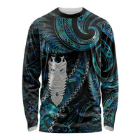 New Zealand Aotearoa Long Sleeve Shirt Maori Tane Te Waiora Paua Shell Glitter Turquoise LT05 Unisex Turquoise - Polynesian Pride