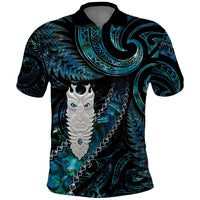 New Zealand Aotearoa Polo Shirt Maori Tane Te Waiora Paua Shell Glitter Turquoise LT05 Turquoise - Polynesian Pride