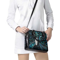 New Zealand Aotearoa Shoulder Handbag Maori Tane Te Waiora Paua Shell Glitter Turquoise