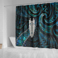 New Zealand Aotearoa Shower Curtain Maori Tane Te Waiora Paua Shell Glitter Turquoise LT05 - Polynesian Pride