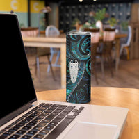 New Zealand Aotearoa Skinny Tumbler Maori Tane Te Waiora Paua Shell Glitter Turquoise LT05 - Polynesian Pride