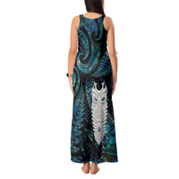 New Zealand Aotearoa Tank Maxi Dress Maori Tane Te Waiora Paua Shell Glitter Turquoise LT05 - Polynesian Pride