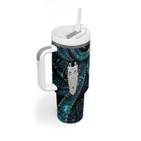 New Zealand Aotearoa Tumbler With Handle Maori Tane Te Waiora Paua Shell Glitter Turquoise LT05 - Polynesian Pride