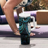 New Zealand Aotearoa Tumbler With Handle Maori Tane Te Waiora Paua Shell Glitter Turquoise LT05 - Polynesian Pride