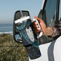New Zealand Aotearoa Tumbler With Handle Maori Tane Te Waiora Paua Shell Glitter Turquoise LT05 - Polynesian Pride