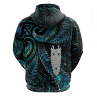 New Zealand Aotearoa Zip Hoodie Maori Tane Te Waiora Paua Shell Glitter Turquoise LT05 - Polynesian Pride