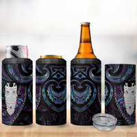 New Zealand Aotearoa 4 in 1 Can Cooler Tumbler Maori Tane Te Waiora Paua Shell Glitter Purple LT05 - Polynesian Pride