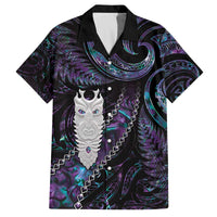 New Zealand Aotearoa Family Matching Puletasi and Hawaiian Shirt Maori Tane Te Waiora Paua Shell Glitter Purple LT05 Dad's Shirt - Short Sleeve Purple - Polynesian Pride