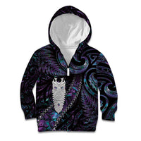 New Zealand Aotearoa Kid Hoodie Maori Tane Te Waiora Paua Shell Glitter Purple LT05 Zip Hoodie Purple - Polynesian Pride