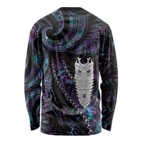 New Zealand Aotearoa Long Sleeve Shirt Maori Tane Te Waiora Paua Shell Glitter Purple LT05 - Polynesian Pride